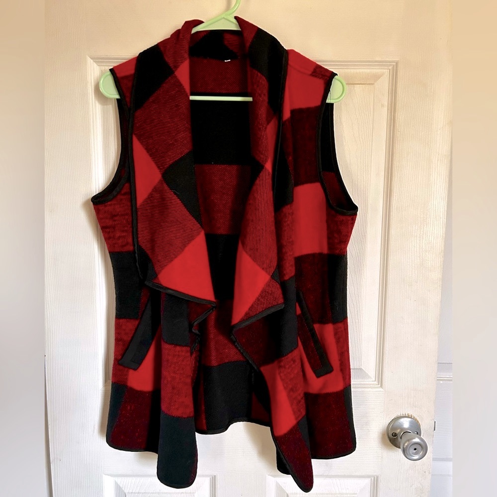 Cozy Red and Black Vest